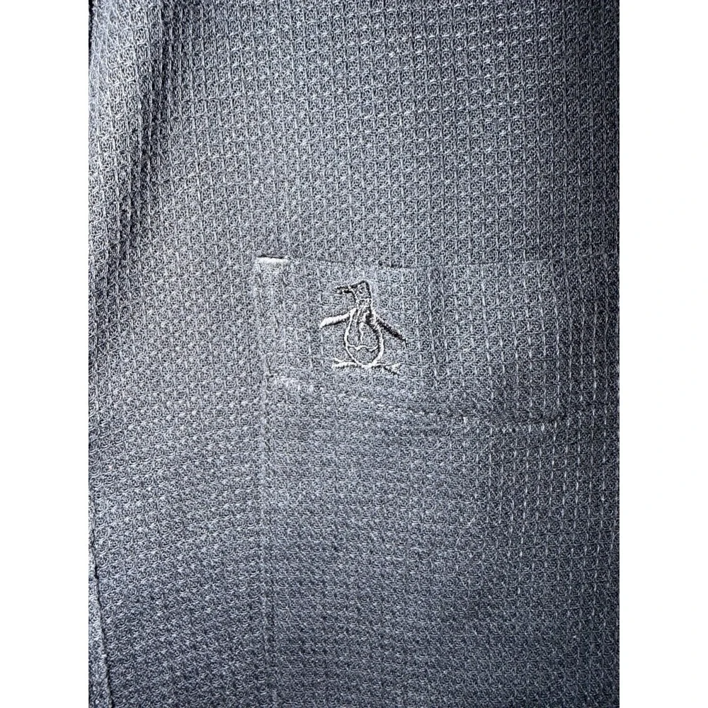 Original Penguin Men's L Black Solid Long Sleeve Button-Up Shirt Point Collar